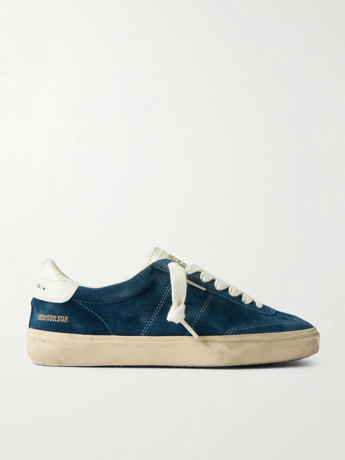 Soul-Star Distressed Leather-Trimmed Suede Sneakers - 1