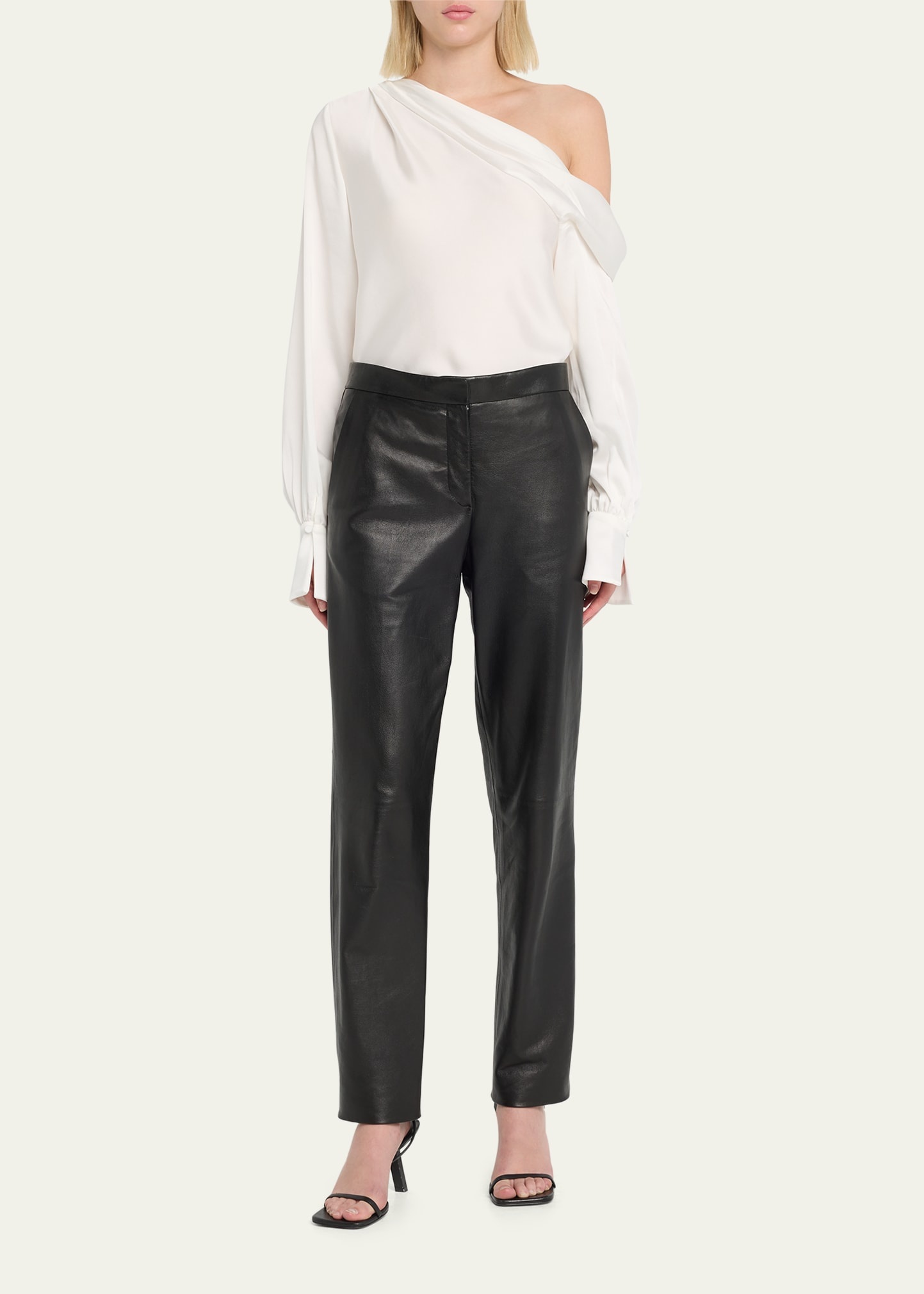 Alice Draped Satin One-Shoulder Top - 2