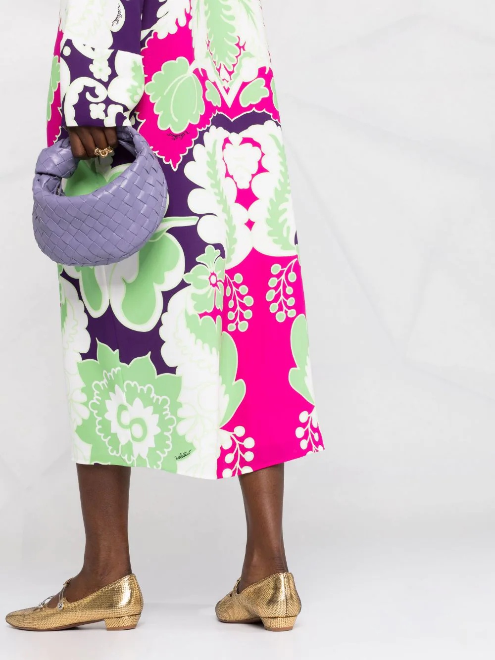 floral print silk midi dress - 3