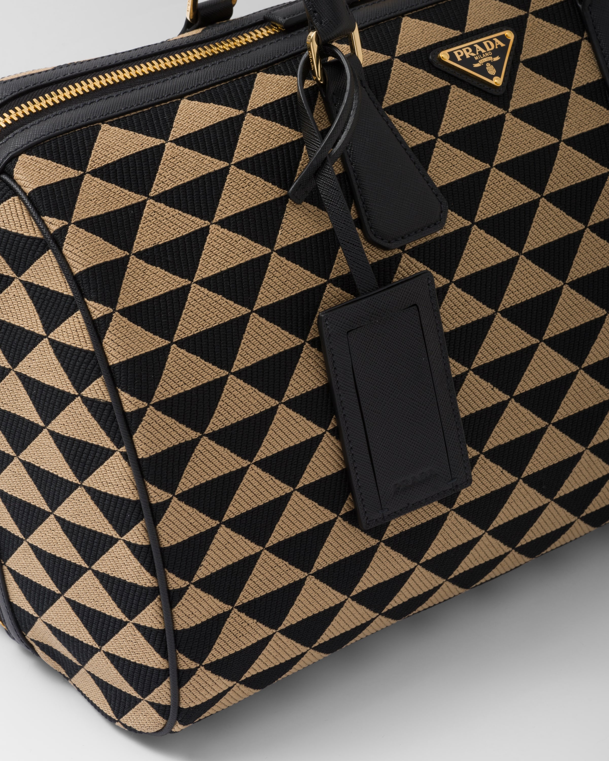 Medium Prada Symbole embroidered fabric travel bag - 6