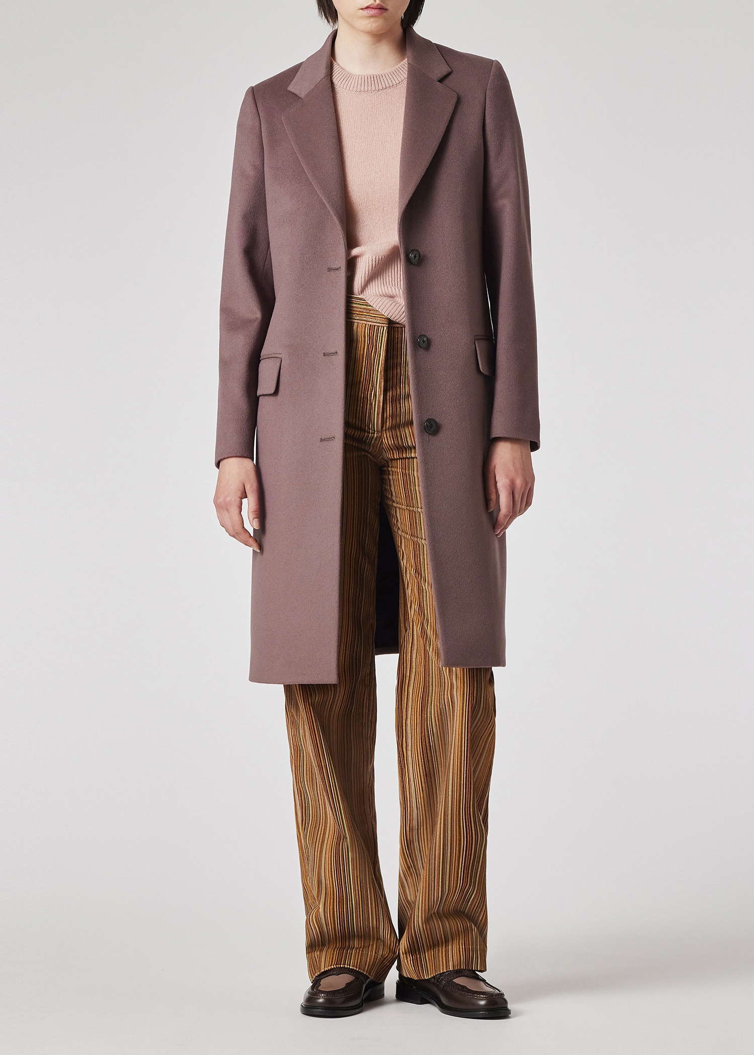 Women's Mauve Wool-Cashmere Epsom Coat - 5
