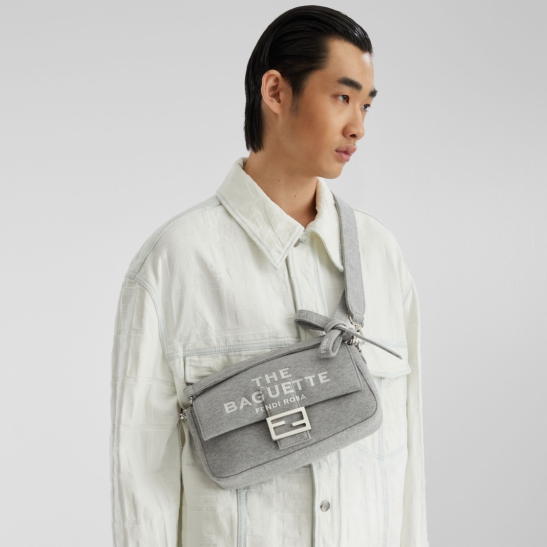 Limited edition Fendi by Marc Jacobs Baguette, made of gray mélange jersey with ‘The Baguette Fendi  - 6
