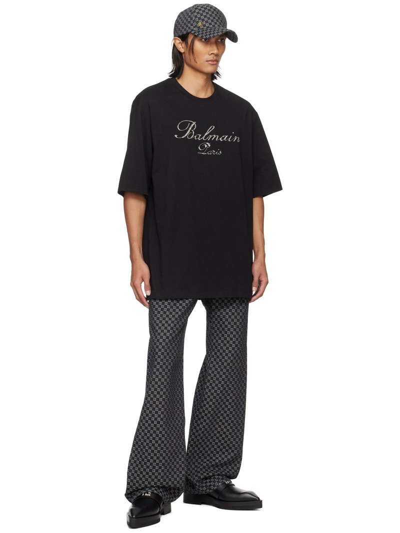 Balmain monogram-pattern long-length wide-leg jeans outlook