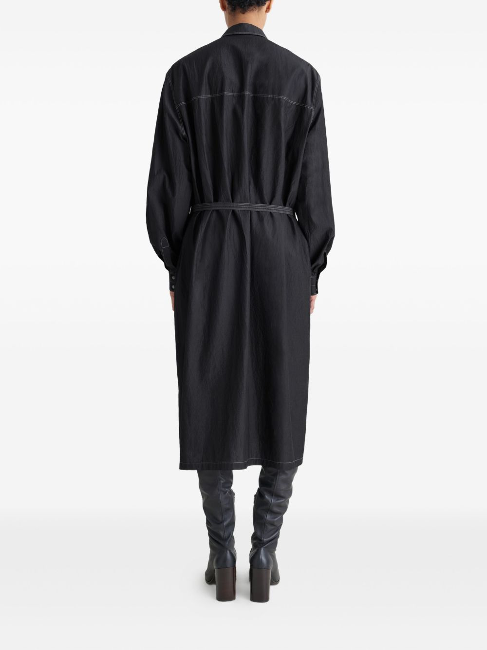 asymmetrical-panel shirt dress - 4
