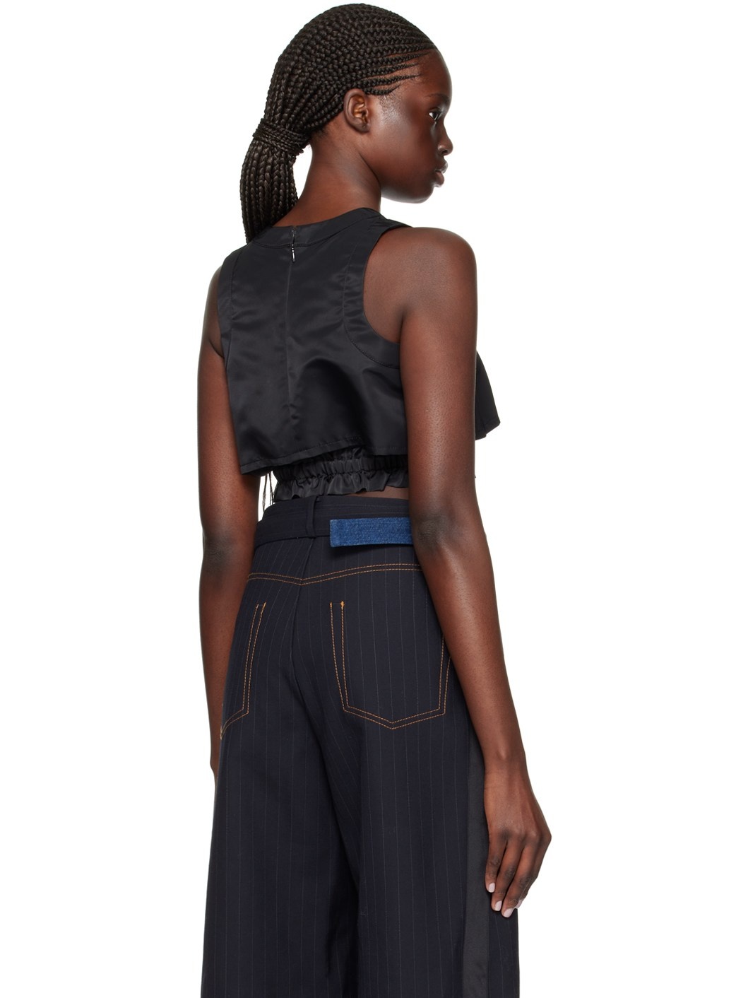 Black Cropped Tank Top - 3