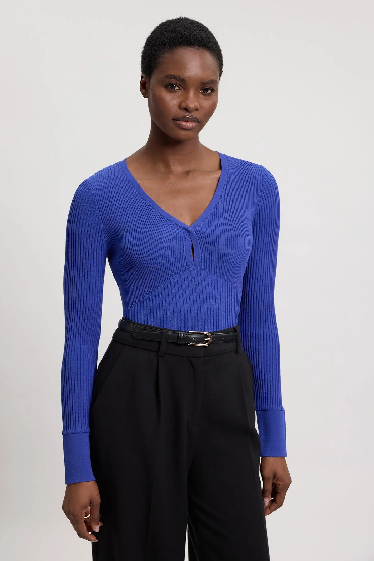 Knit Pointelle Stitch Detail Top - 1
