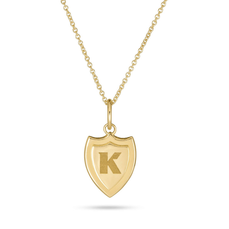 Small Gold Initial Crest Necklace 1