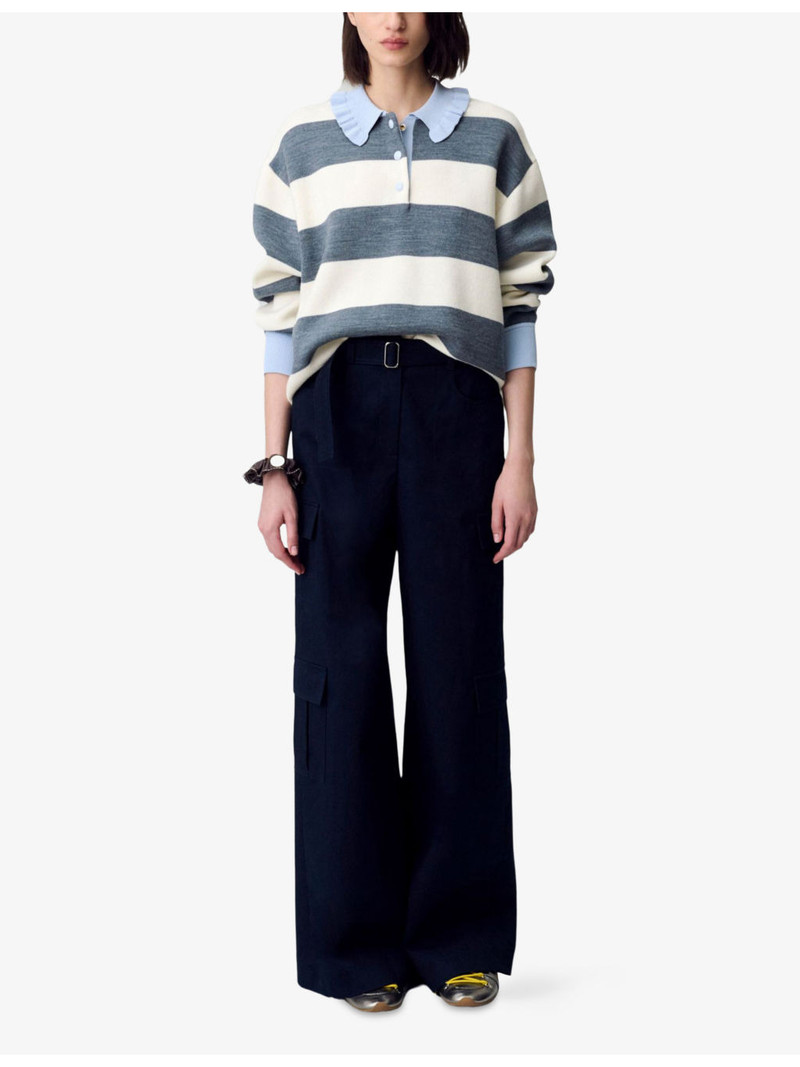 Claudie Pierlot Striped Frill-Collar Knitted Jumper outlook