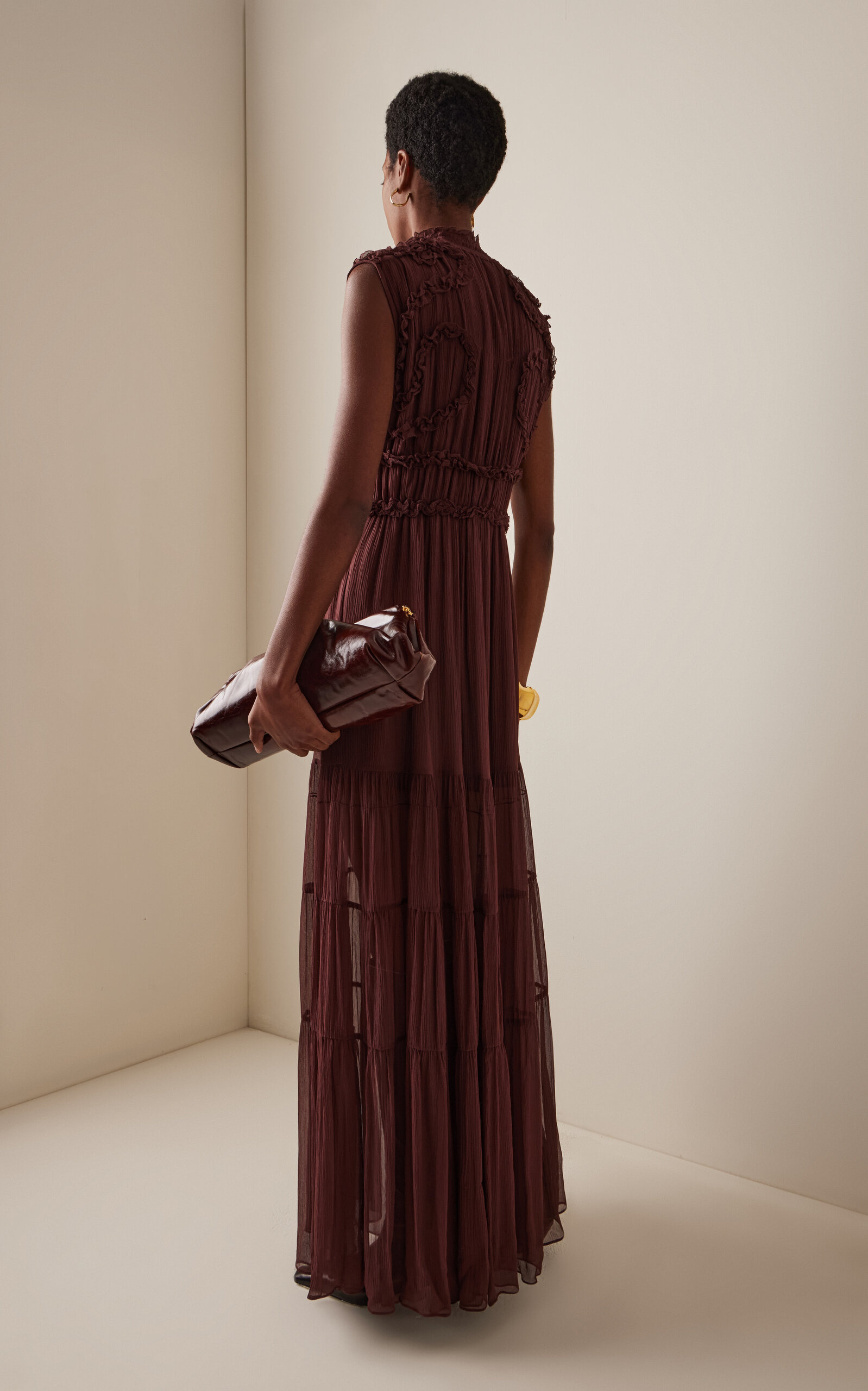 Verona Embroidered Silk Gown burgundy - 4