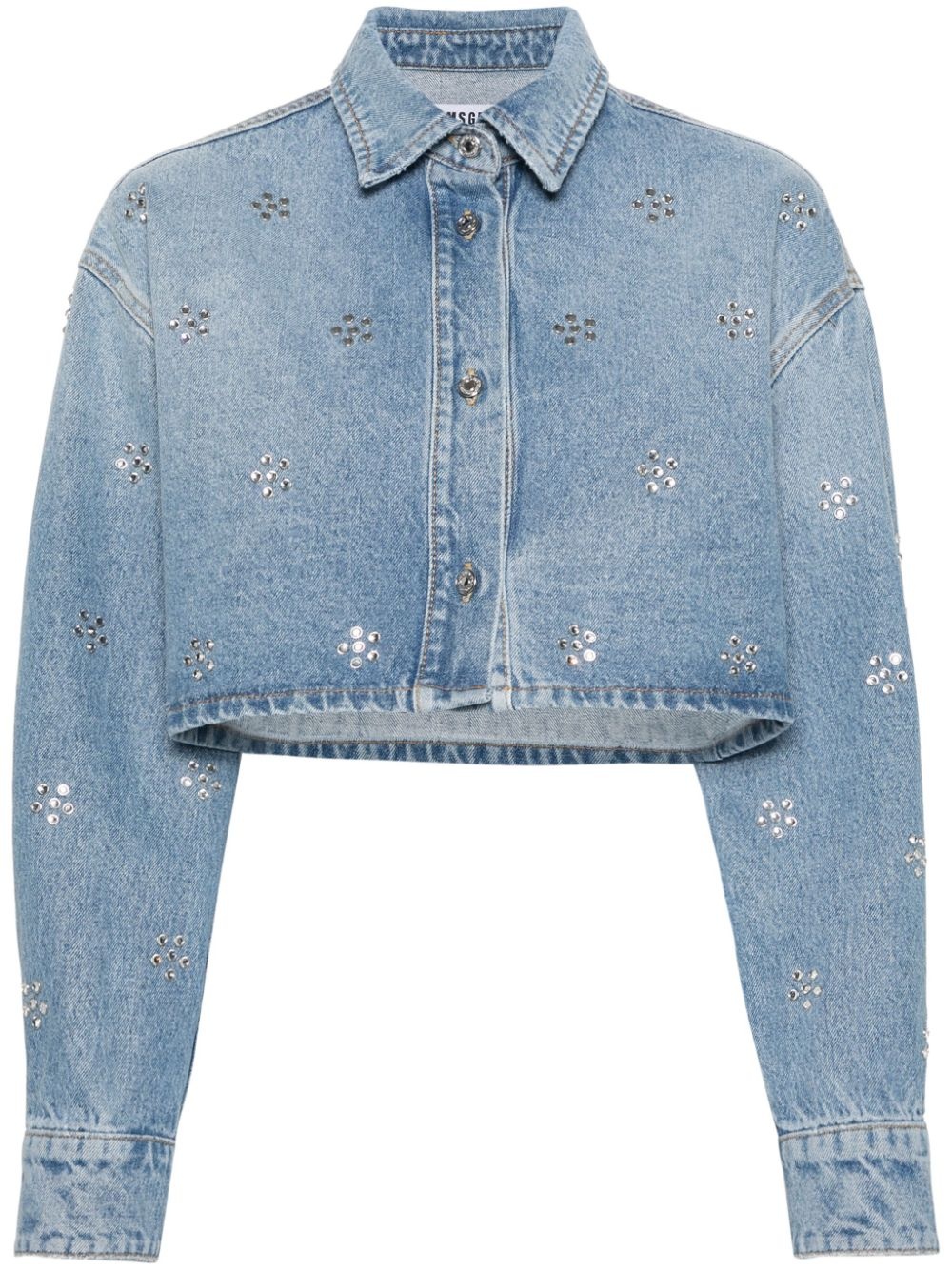 rhinestone-embellished denim shirt - 1