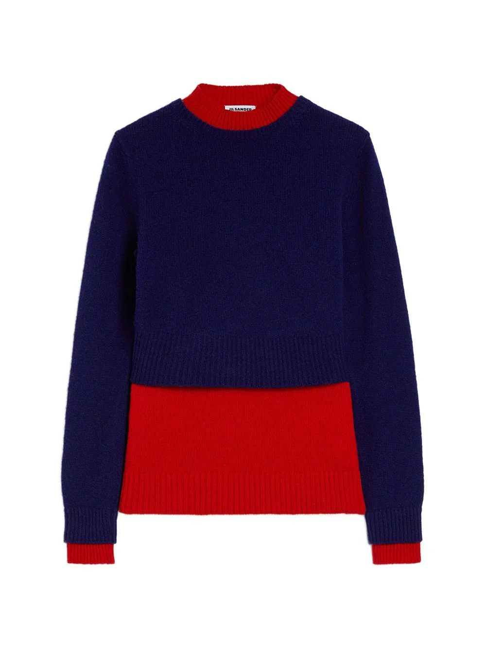 two-tone double-layer sweater - 1