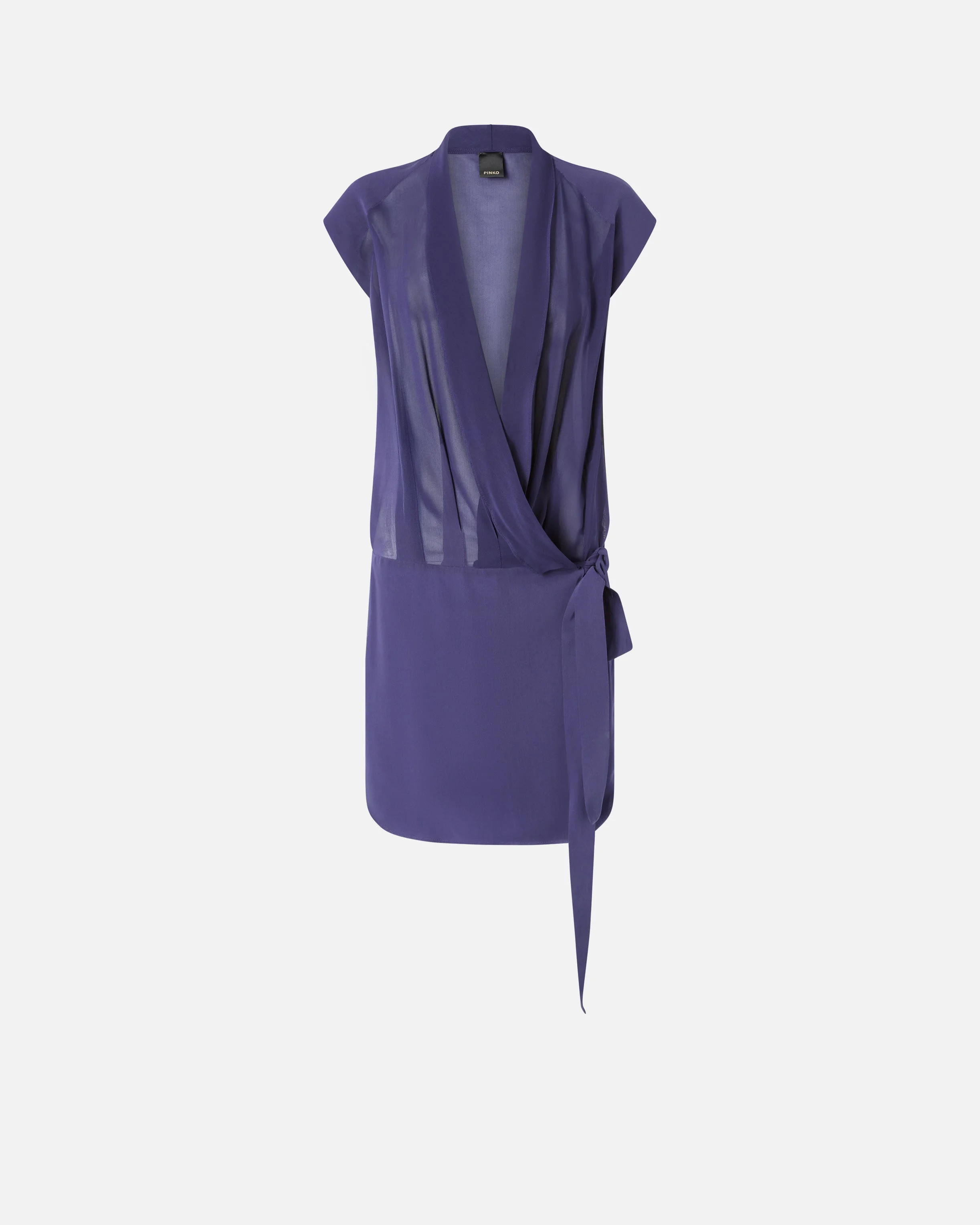 SHORT WRAP DRESS WITH SHEER DETAILS - 1