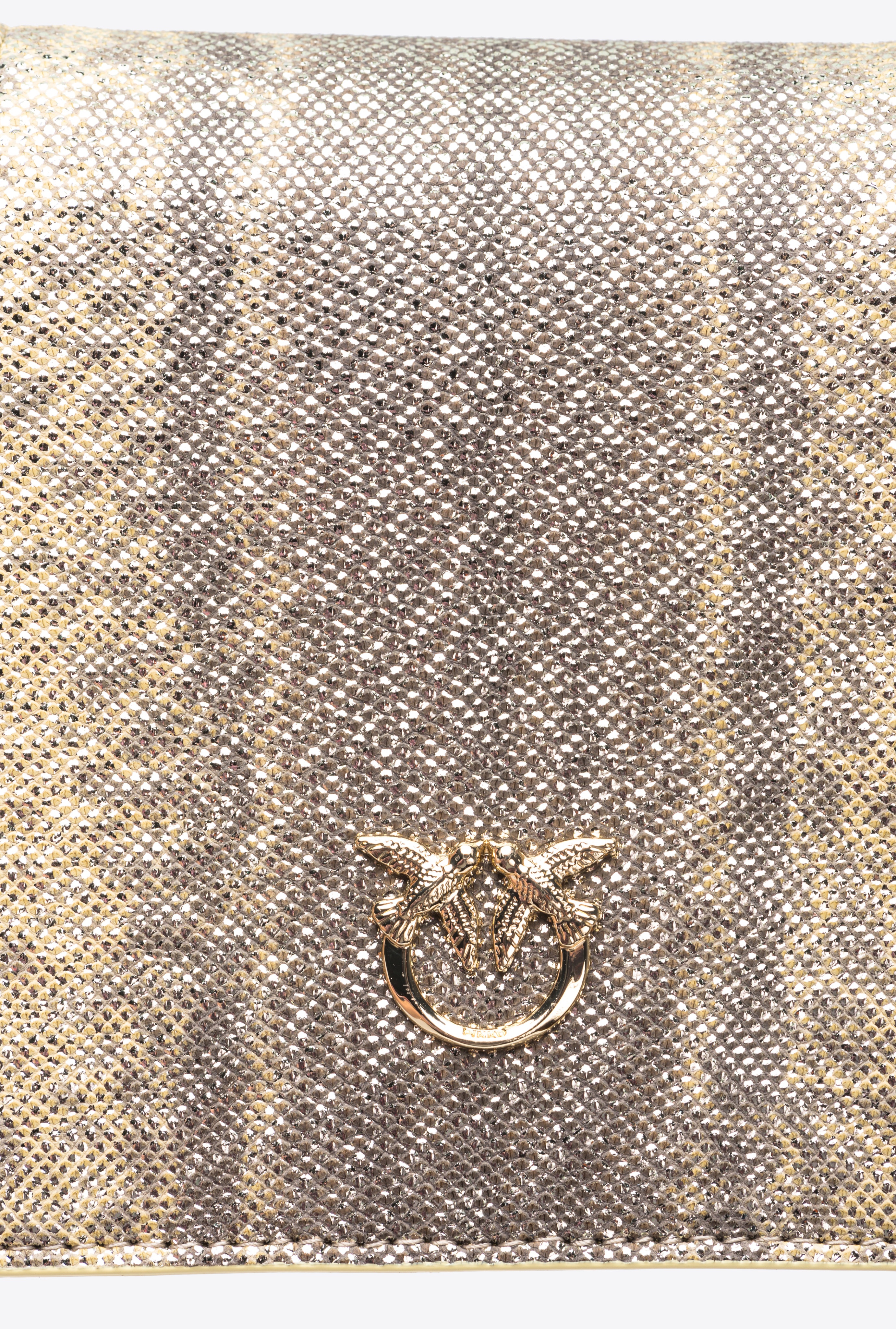 PINKO GALLERIA MINI CLICK CROSSBODY BAG IN GLITTERY REPTILE LEATHER - 8
