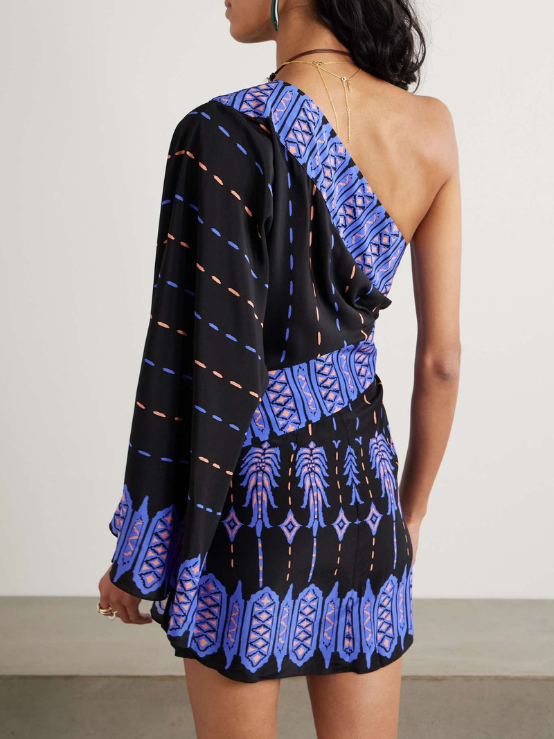 Black Canyon one-shoulder printed silk crepe de chine mini dress 3