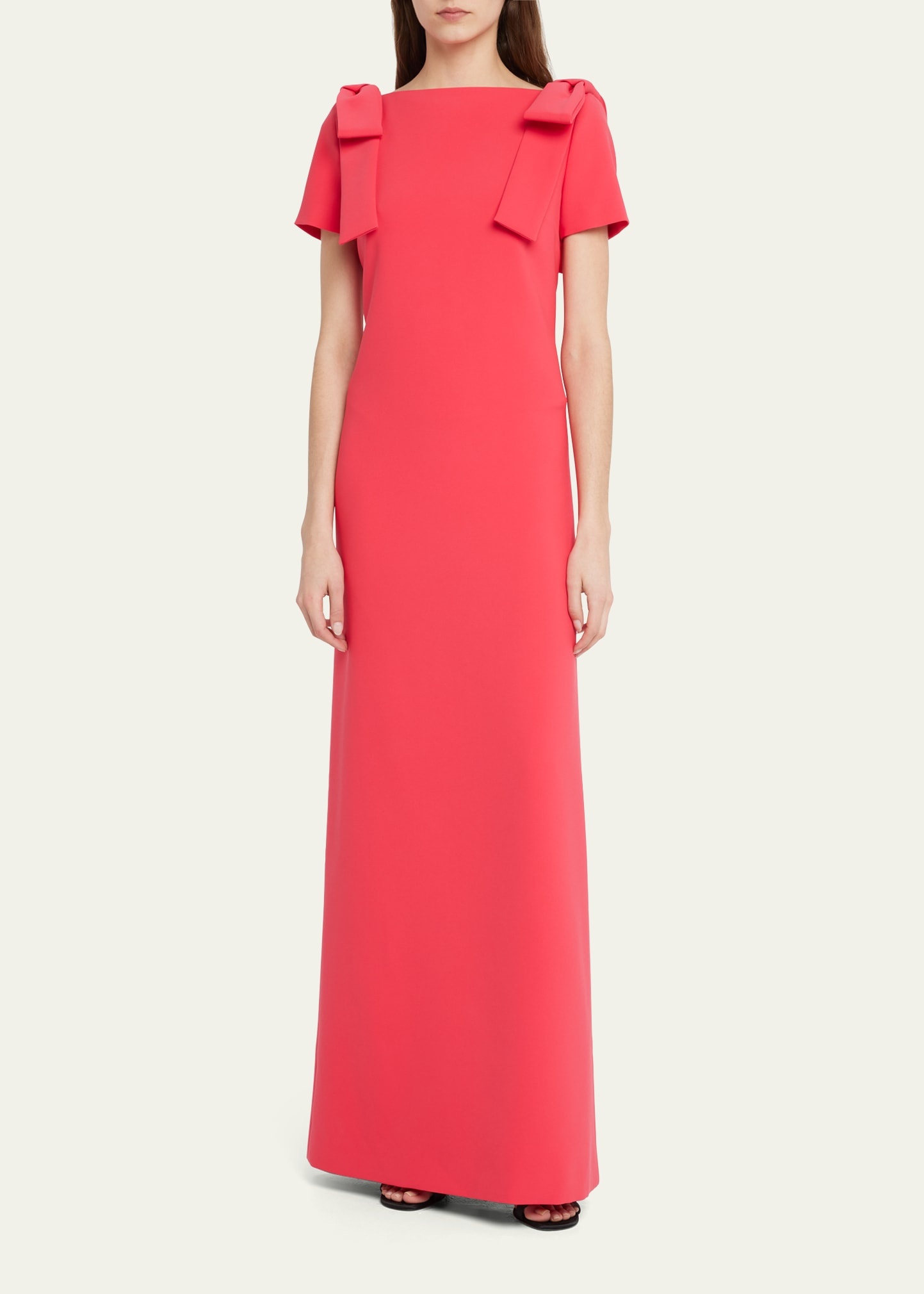 Shoulder Bow Crepe Column Gown - 2
