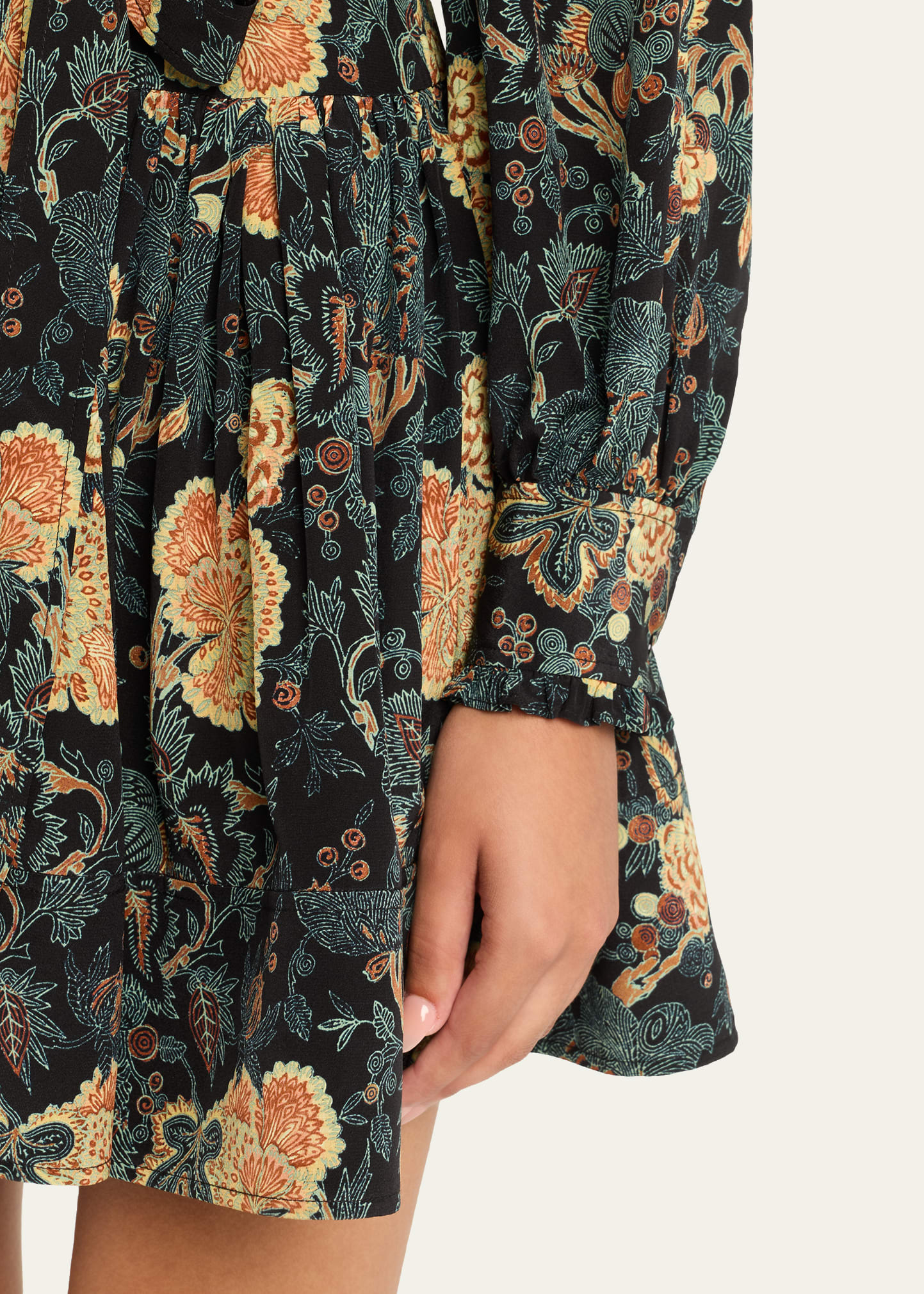 Simona Silk Long-Sleeve Mini Shirtdress - 5