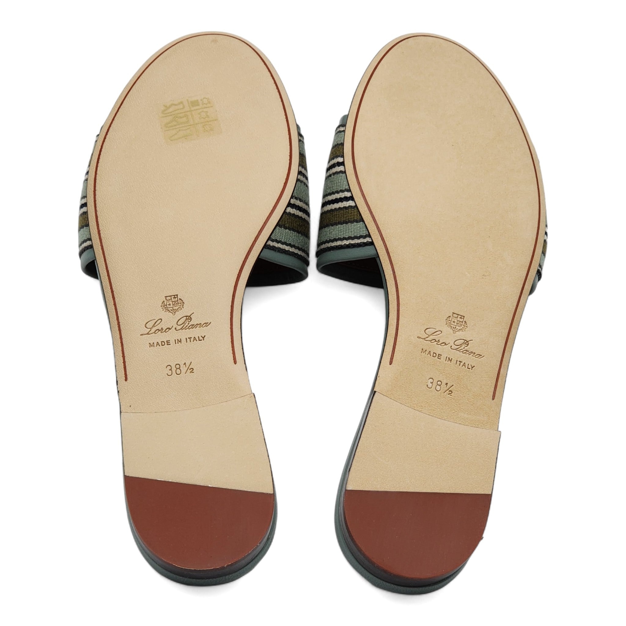Loro Piana The Suitcase Stripe Flat Sandals in Blue - 14
