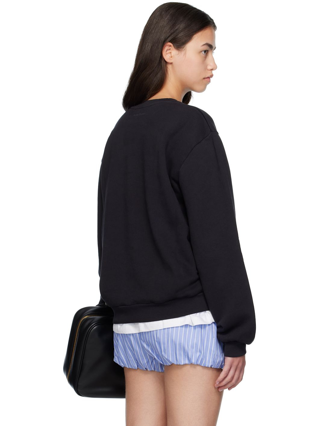 Black Crew Neck Fleece Sweatshirt - 3