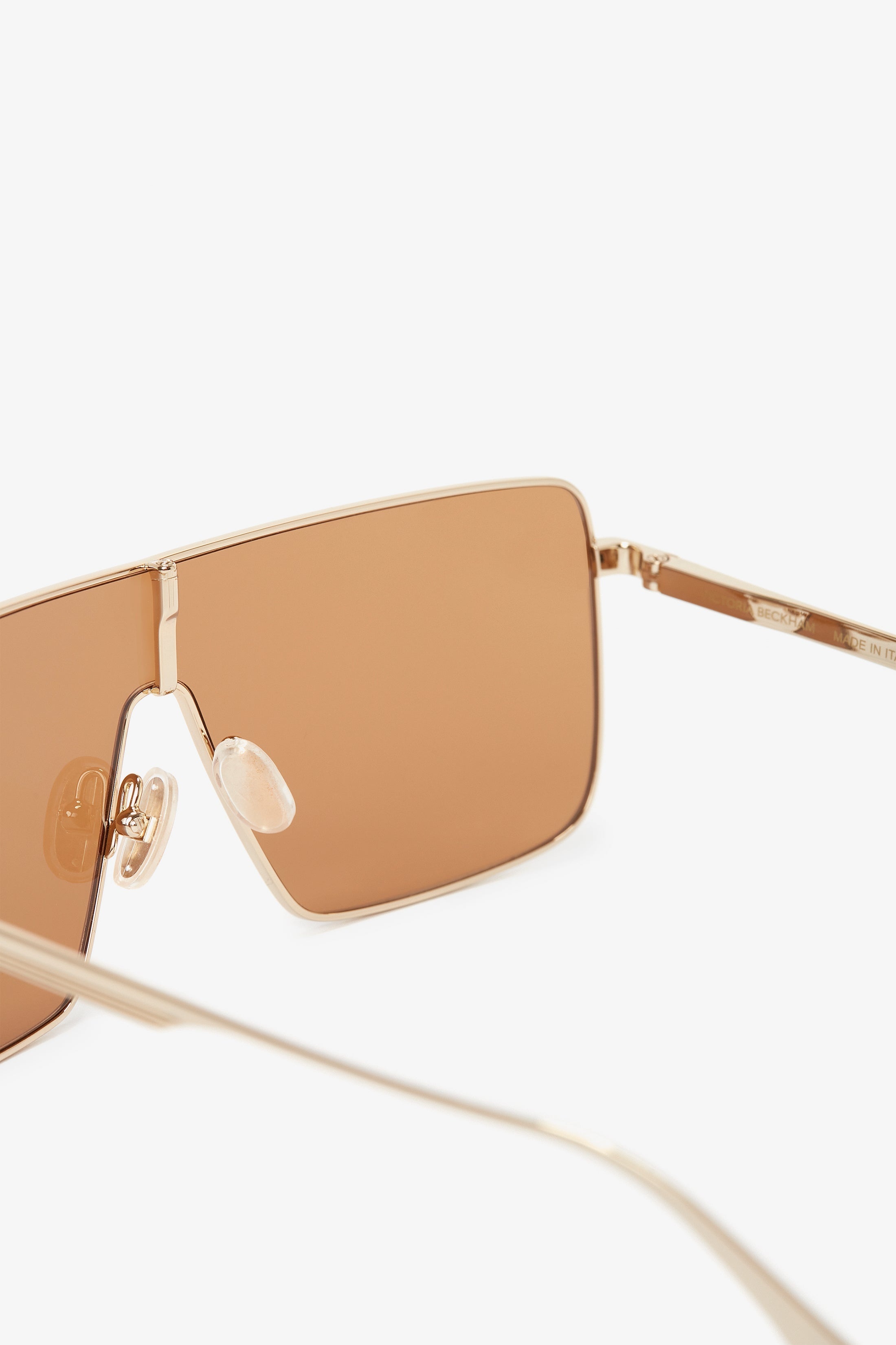 Rectangular Visor Gold-Framed Sunglasses - 5