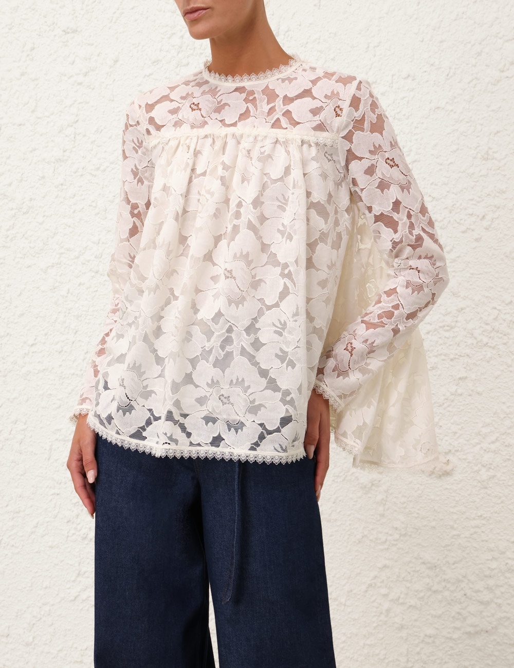 ILLUMINATE LACE GATHERED TOP - 2