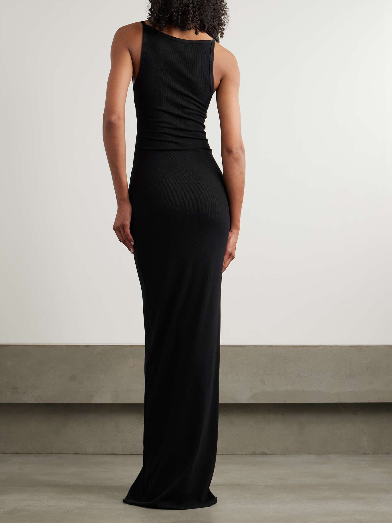 Iris ribbed stretch-cotton and modal-blend jersey maxi dress Black - 3
