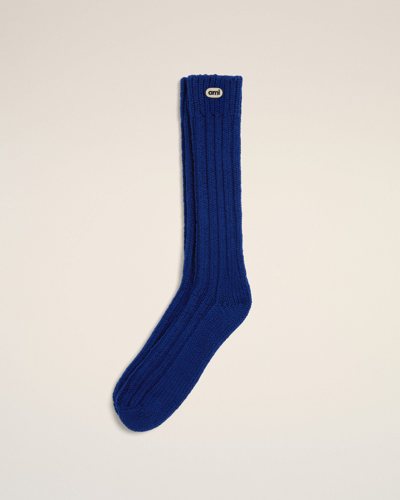 BLUE WOOL SOCKS WITH AMI PATCH 1