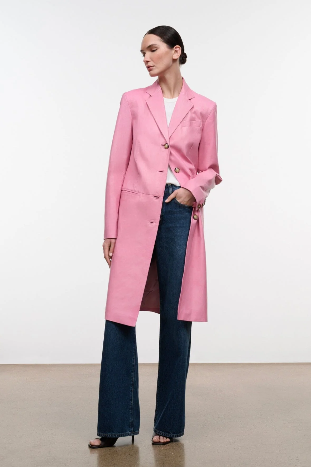 STAUD WYATT LEATHER COAT WILD ROSE - 1