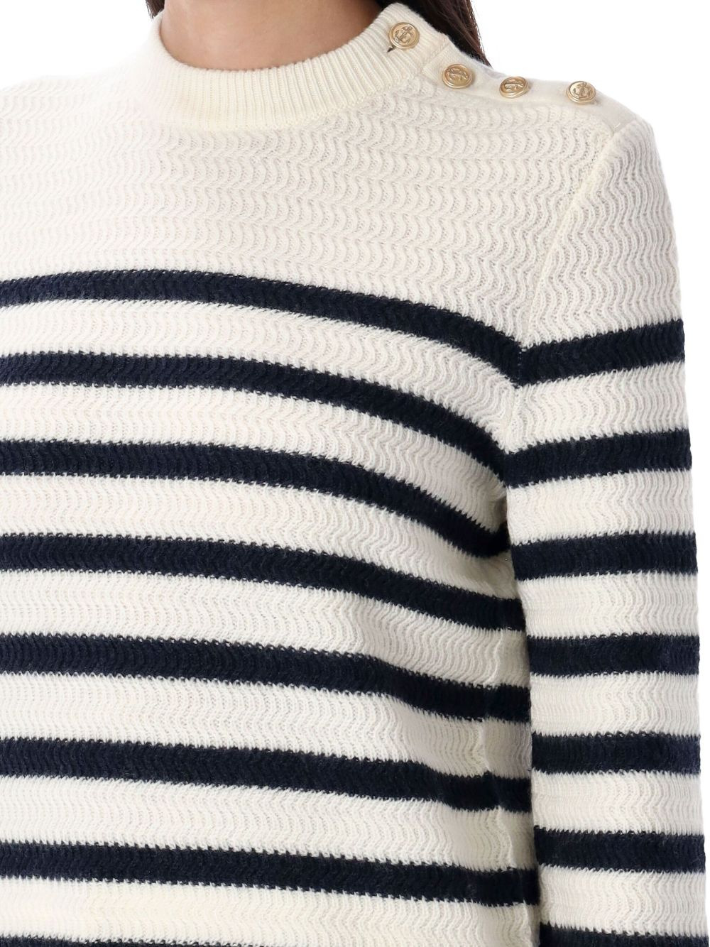 striped button-detailed sweater - 3