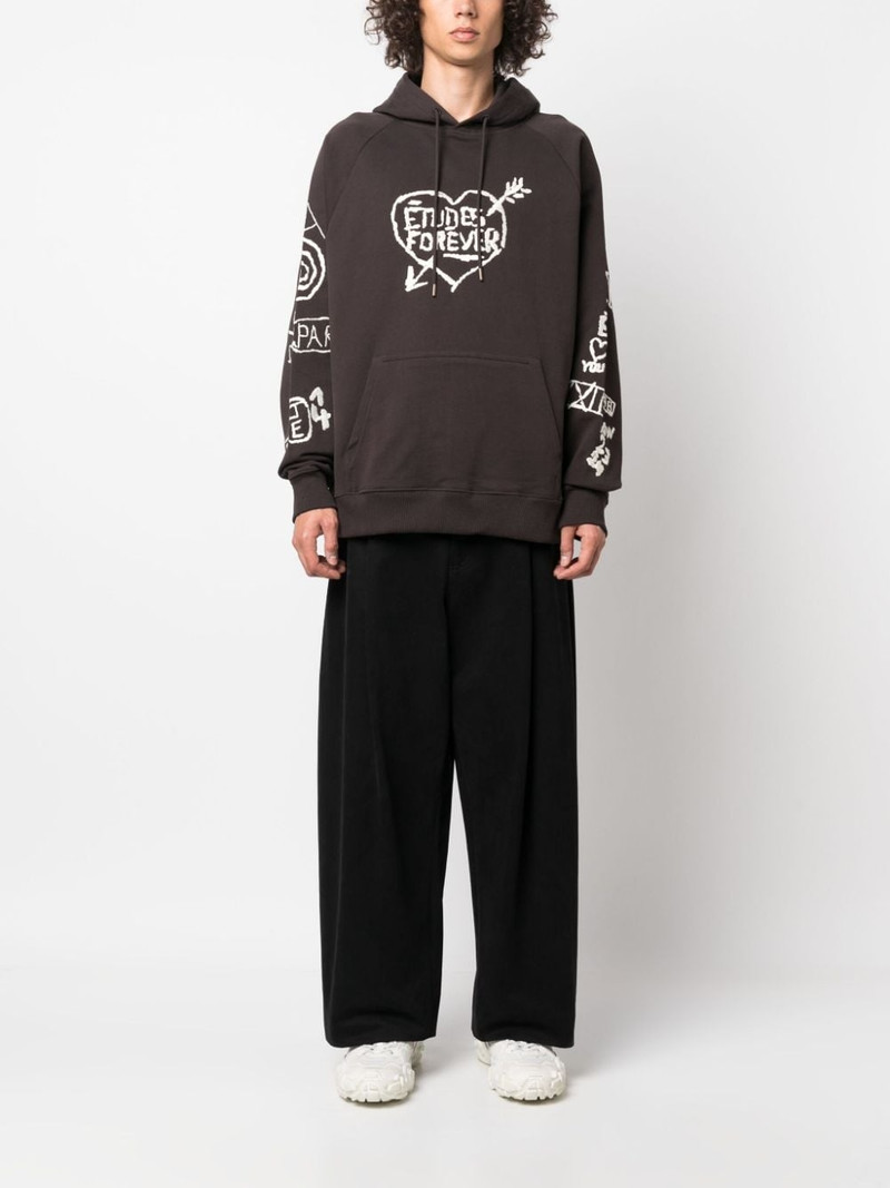 Étude graffiti-embroidery organic cotton hoodie outlook