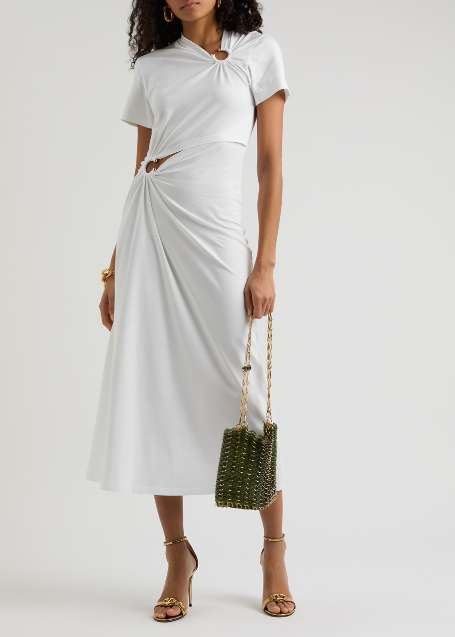 Rabanne Ring-embellished Stretch-cotton Midi Dress - 4
