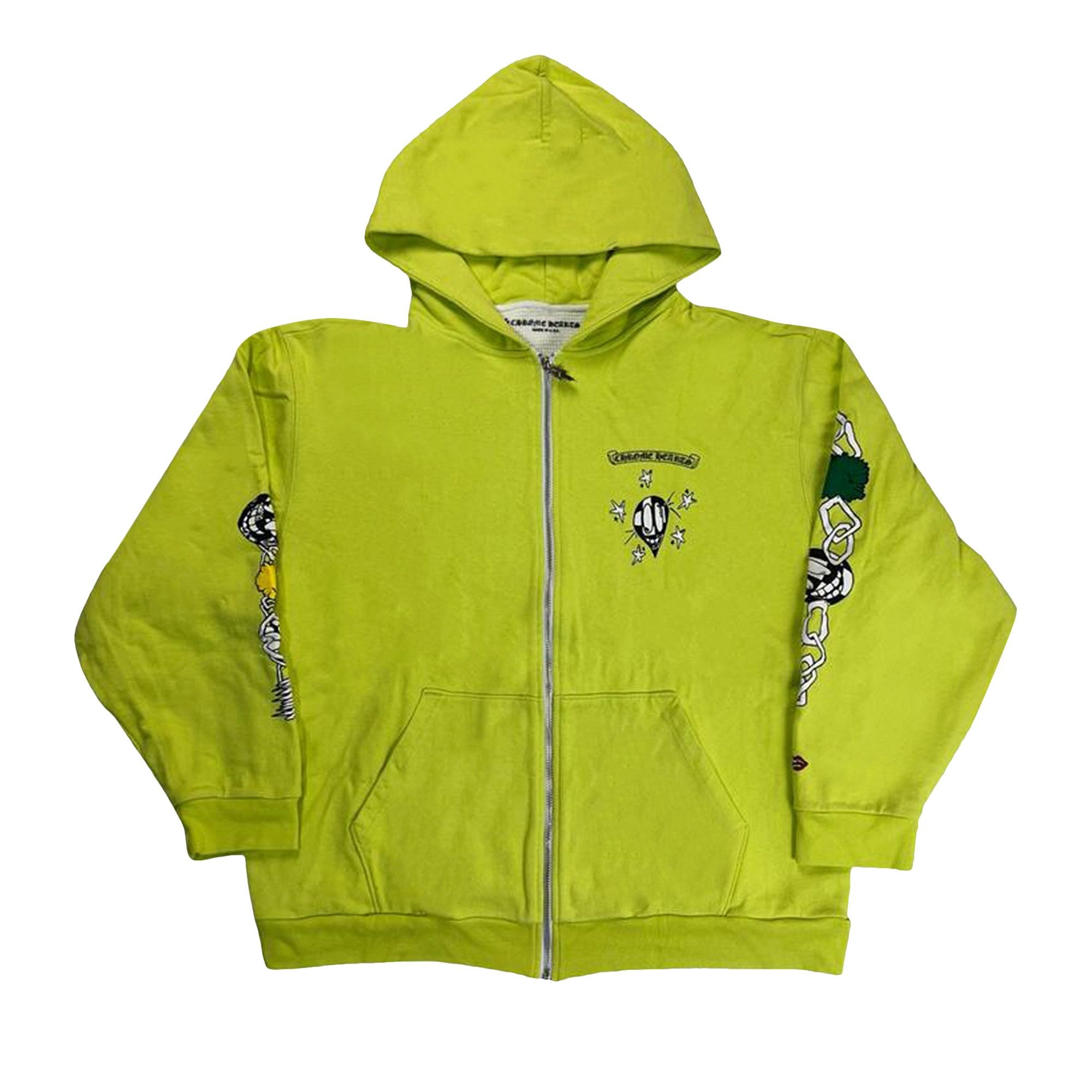 Chrome Hearts Matty Boy Link Zip Up Hoodie 'Lime Green' - 1