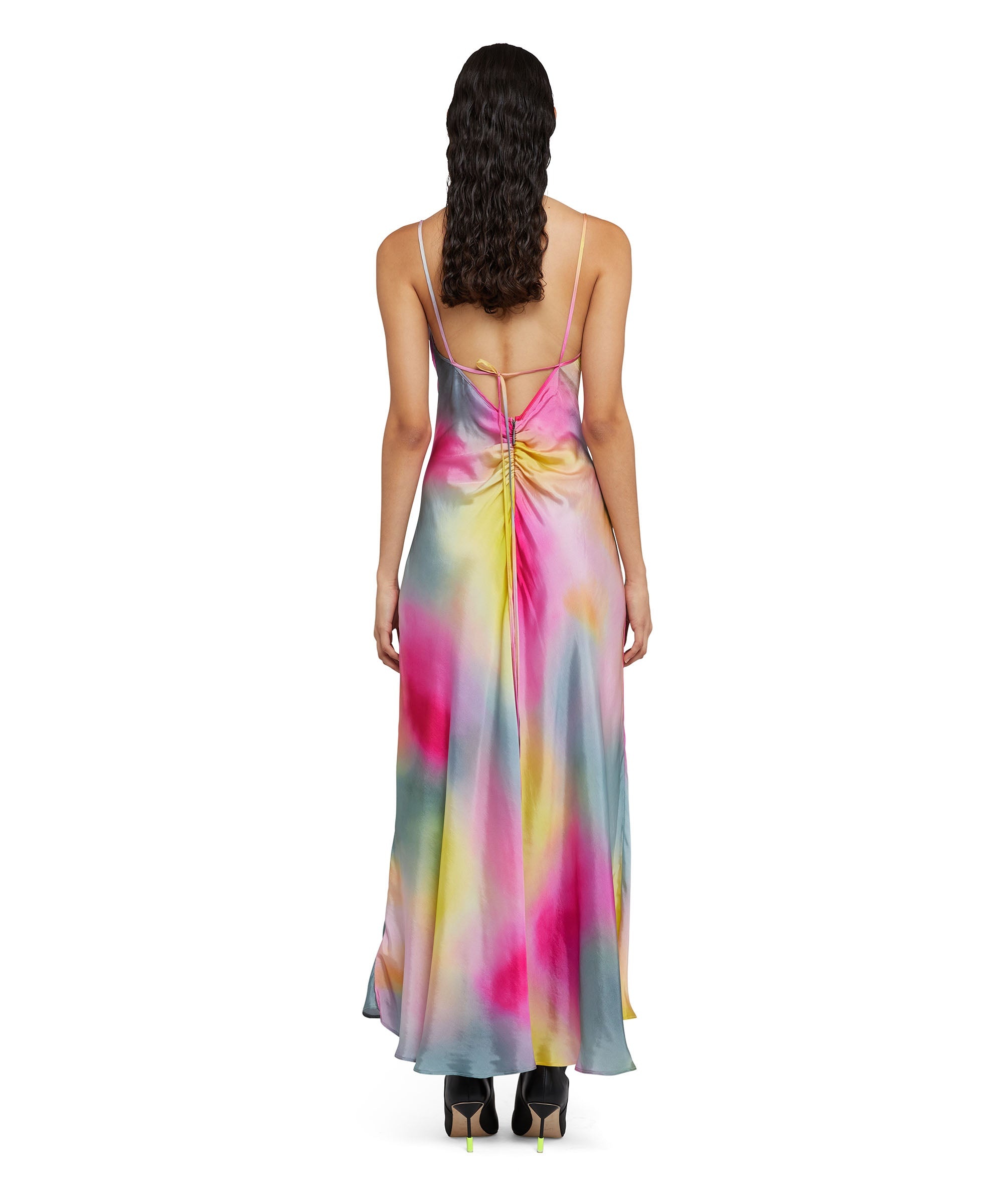 Viscose and twill long dress with "Tie Dye" print - 3