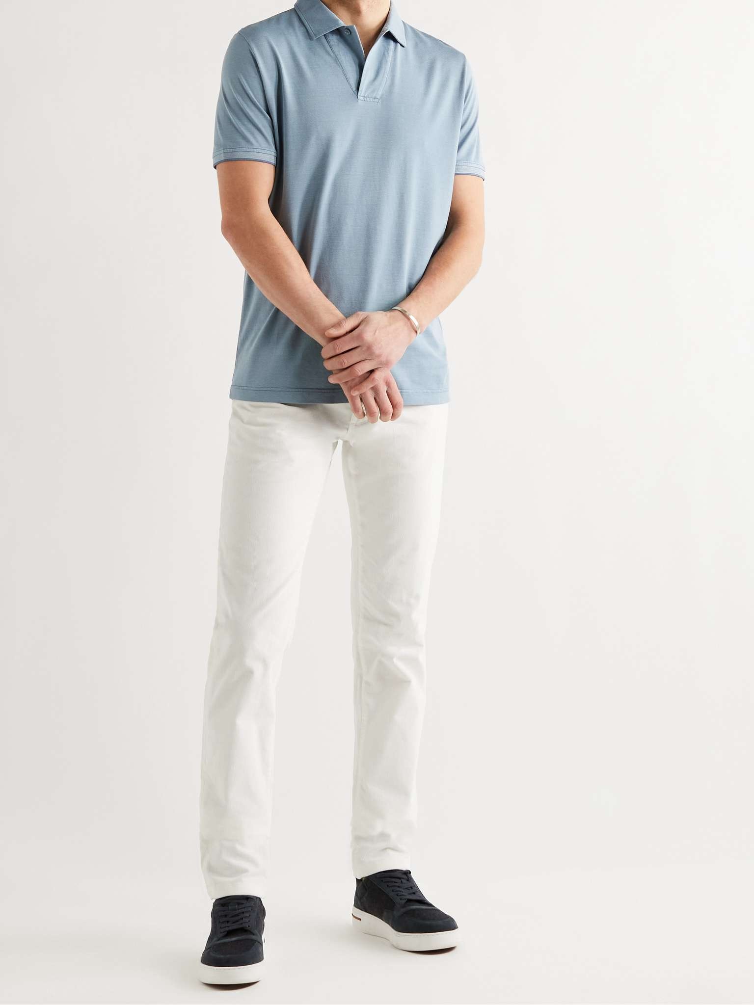 Cotton and Silk-Blend Piqué Polo Shirt - 2