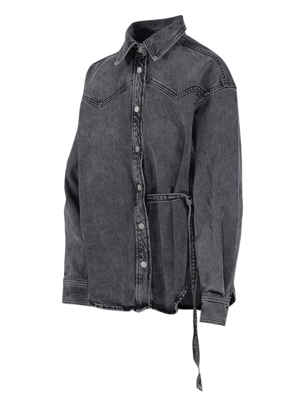 button-fastening tie-waist shirt - 3