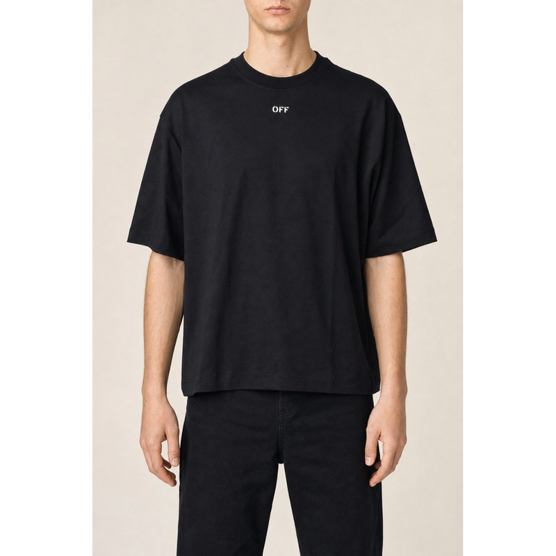 Off-White Men's Black Cotton Oversized Shirt - 1