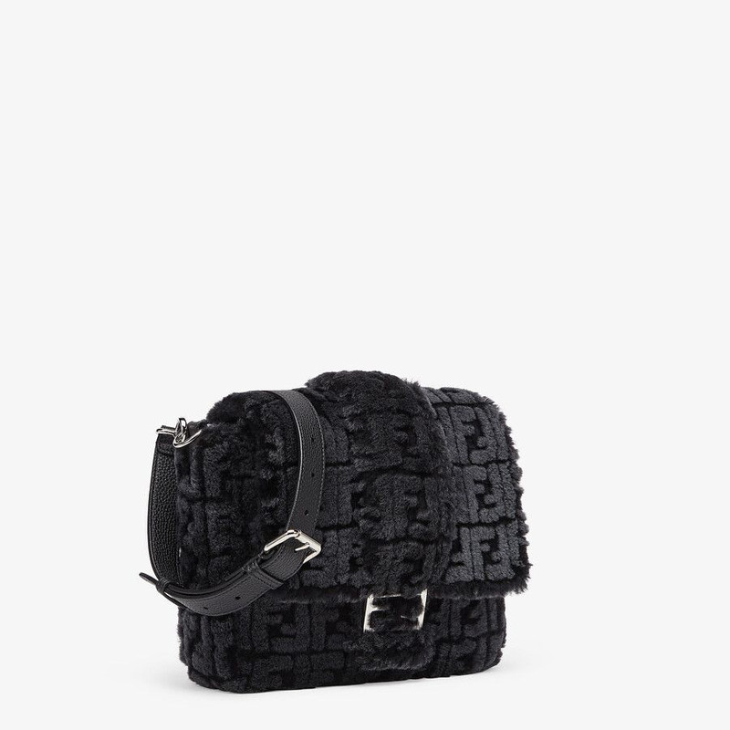 FENDI Black and gray shearling bag outlook