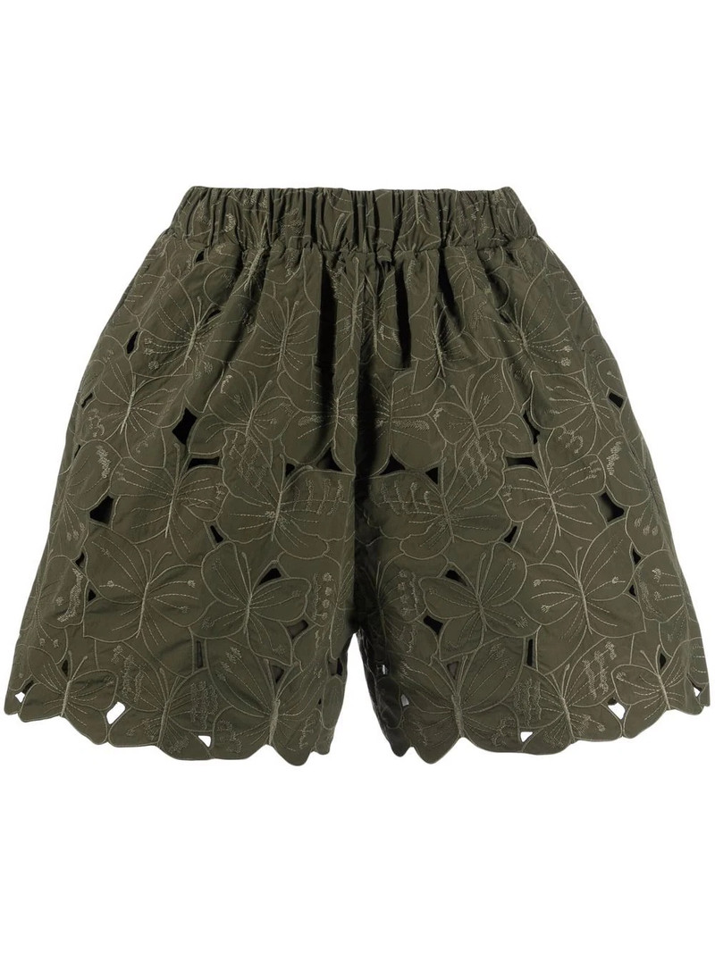 high-waisted embroidered shorts 1