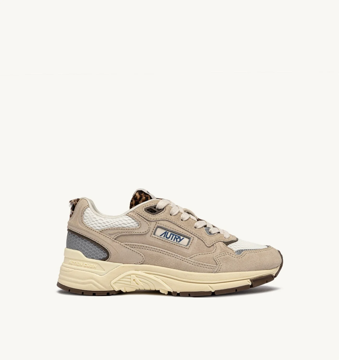 HYPERWAY SNEAKERS IN SAND, MARSHMALLOW AND LEOPARD SUEDE AND MESH - 1