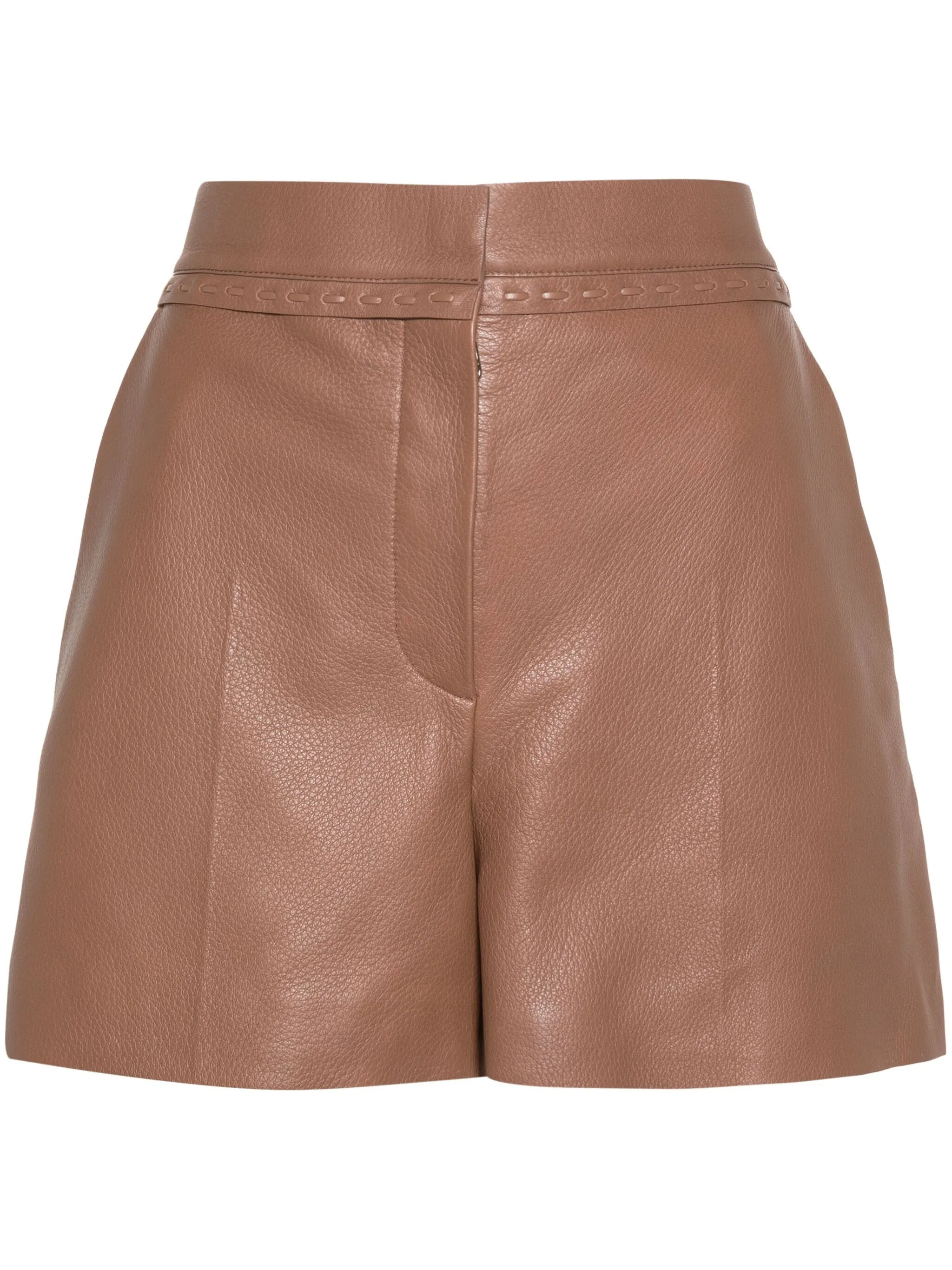 Selleria-stitching Leather Shorts - 1
