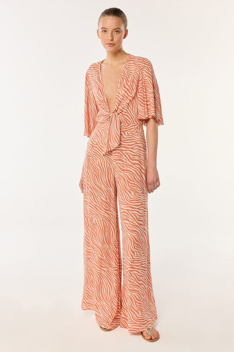 Long Jumpsuit Celie - Orange Zebra Stripes 1