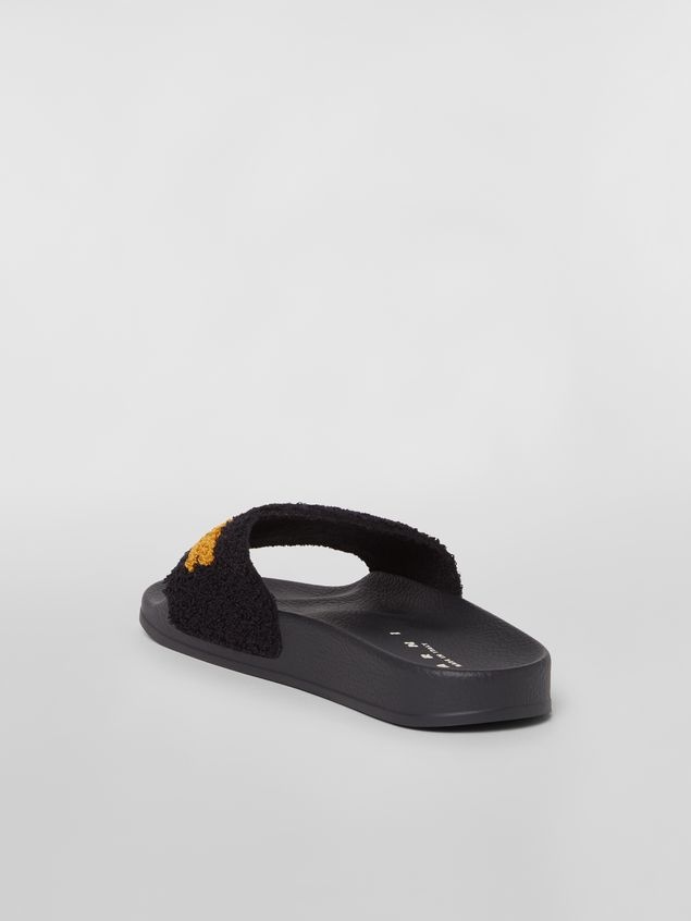 RUBBER SANDAL WITH BLACK AND BROWN TERRY-CLOTH UPPER - 3