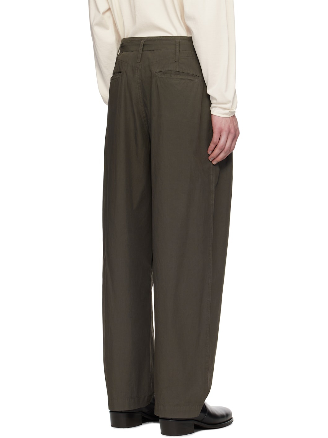 Brown Belted Pleated Trousers - 3