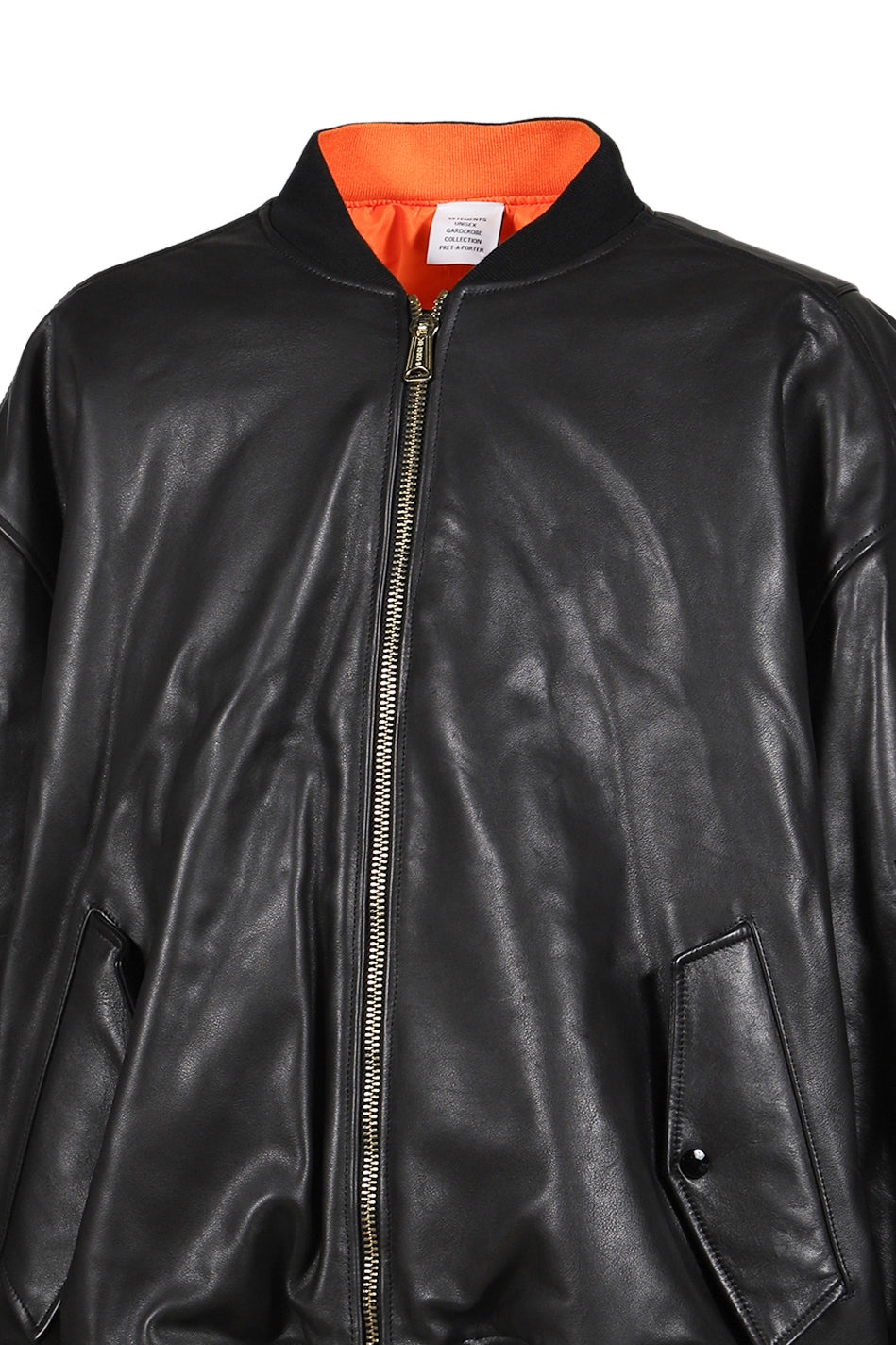 OVERSIZED LEATHER BOMBER JACKET / BLK - 8