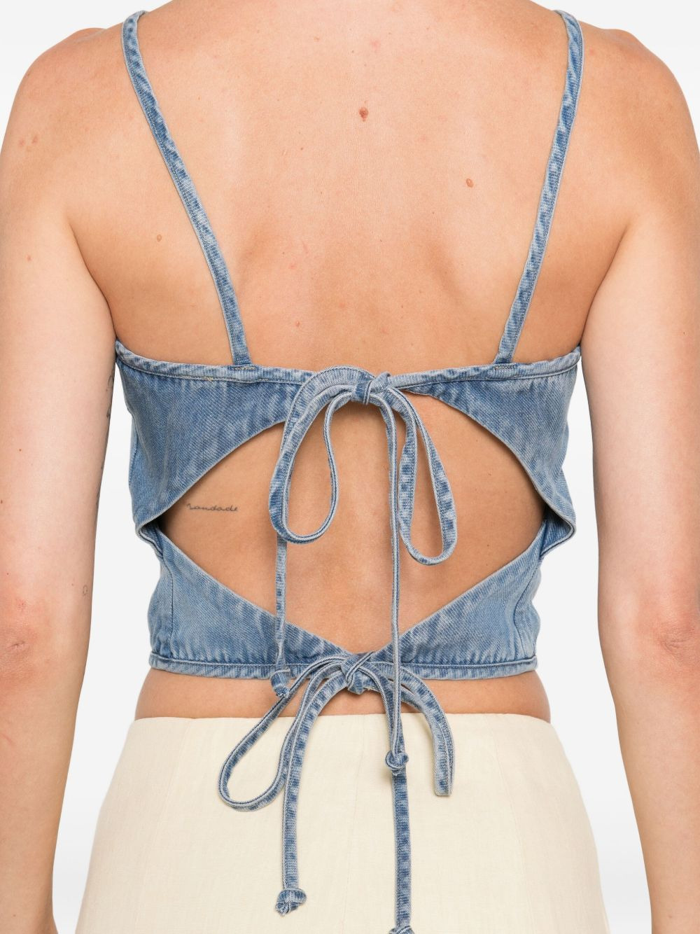 drawstring denim top - 5