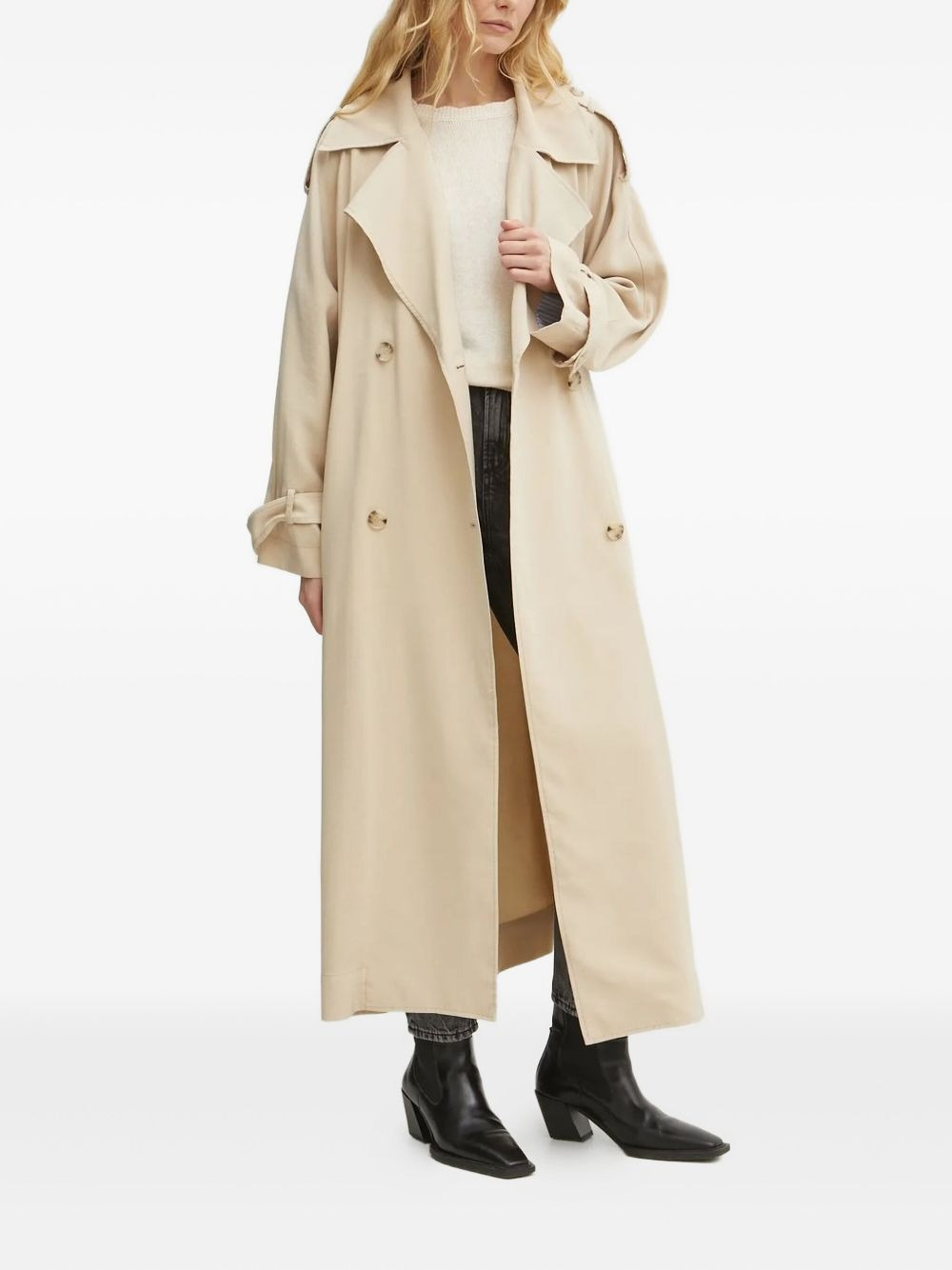 belted double-breasted trench coat - 3