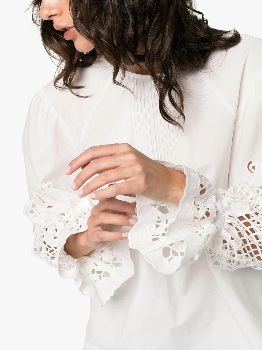 pouf-sleeve floral detail blouse - 5