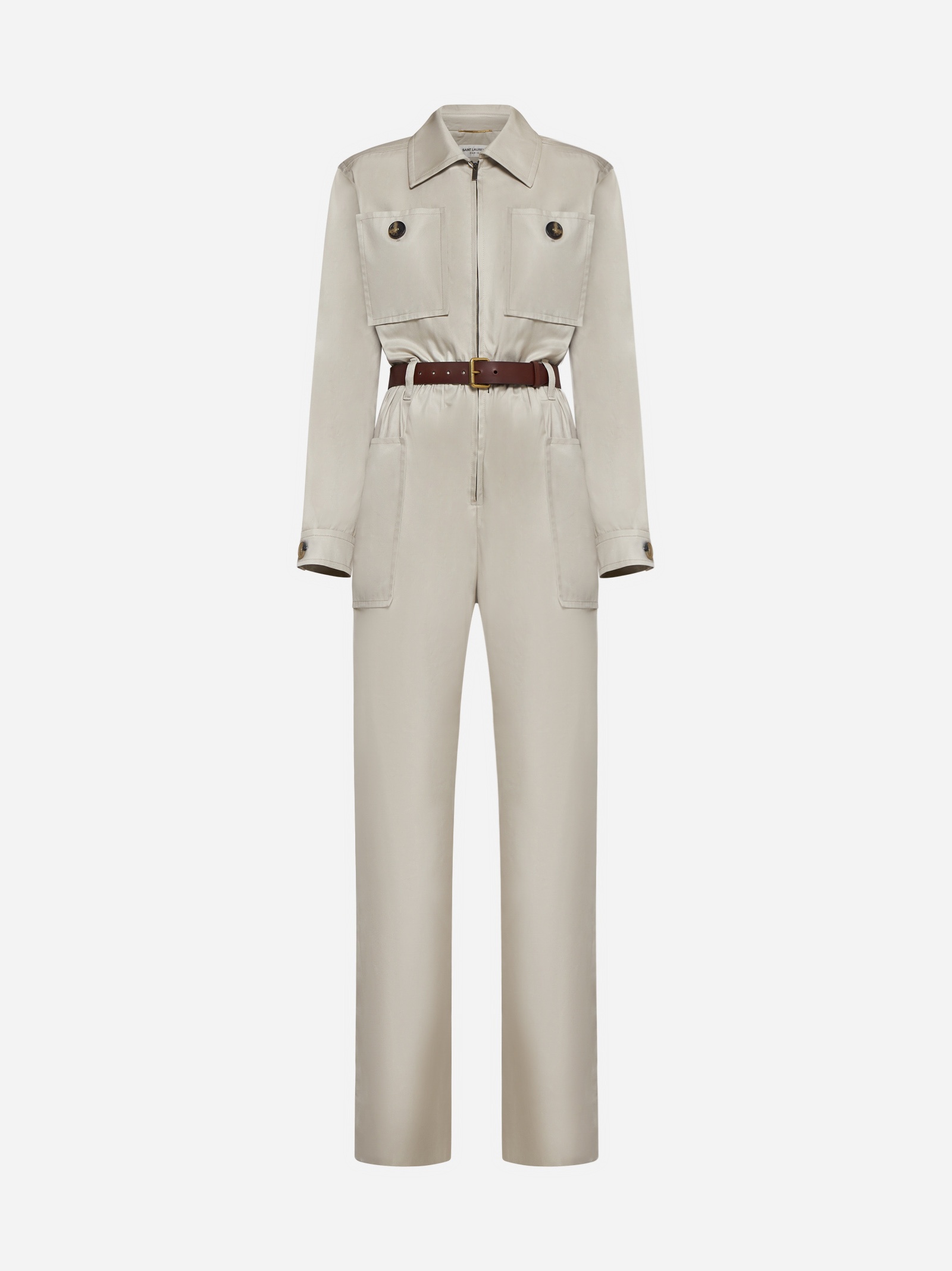 【関税・送料込み】SAINT LAURENT JUMPSUITS SAINT LAURENT Belted cotton jumpsuit | danielloboutique