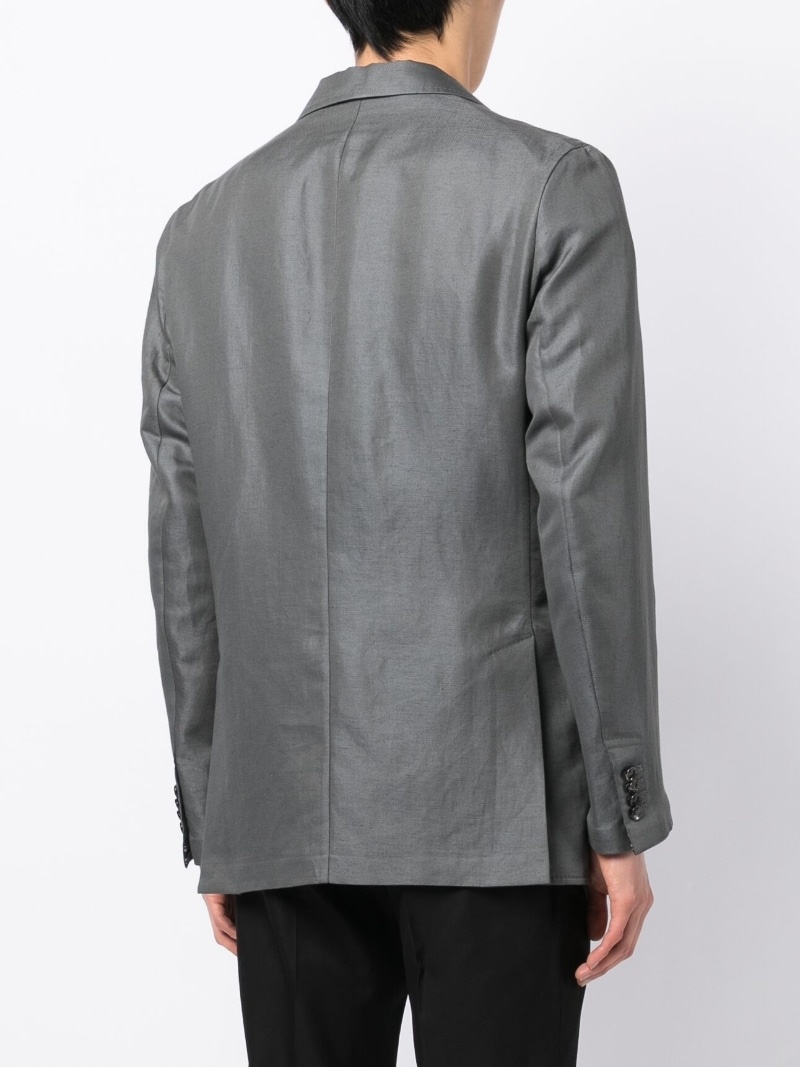 single-breasted linen-blend tailored jacket - 4