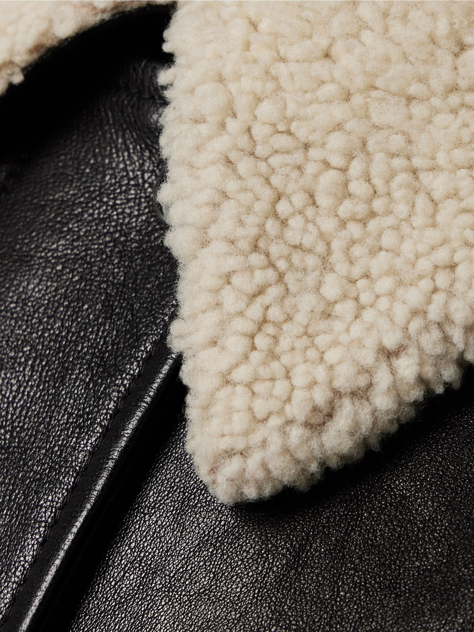 Shellar shearling-trimmed leather jacket Black - 5