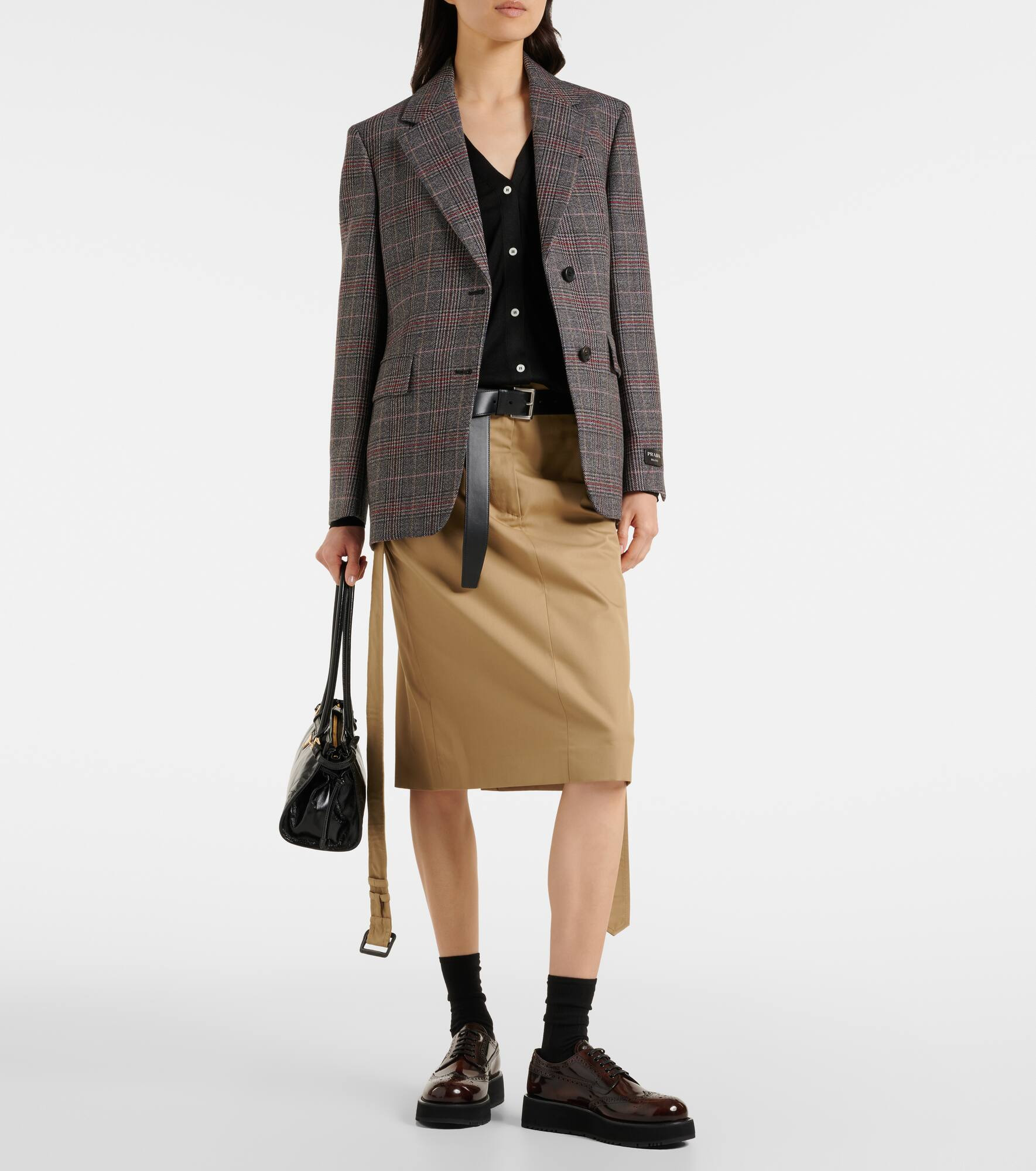 Belted cotton twill pencil skirt - 2